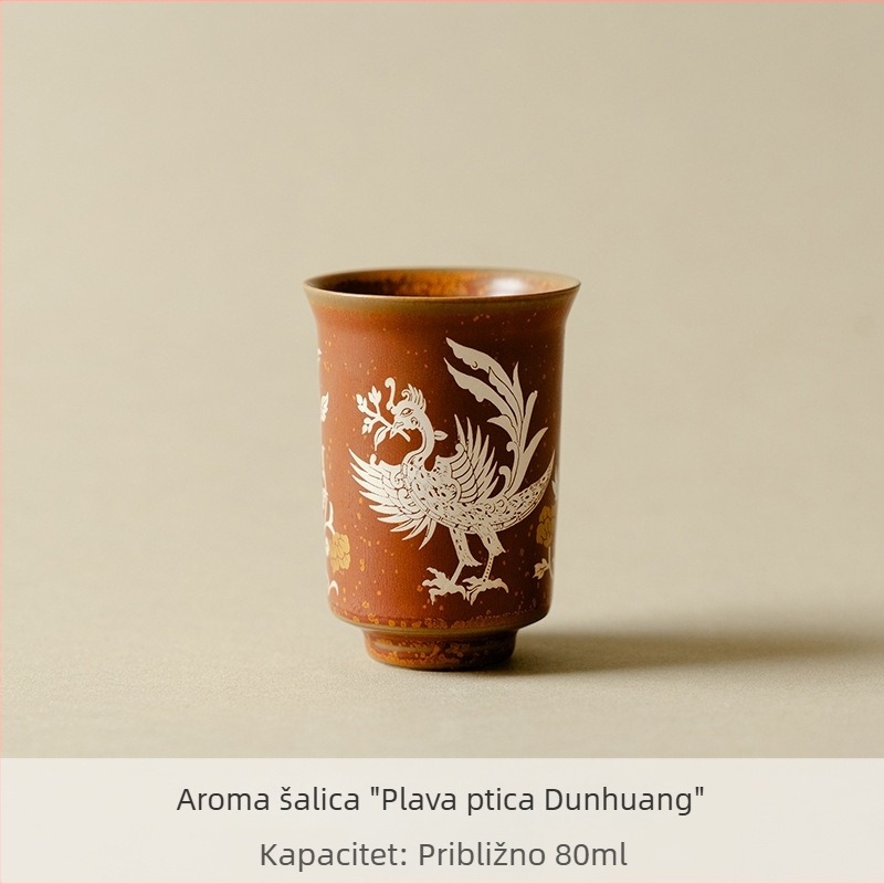 Keramička šalice za čaj s motivom Dunhuang Zeleno Ptico, aromatska šalica za kućnu uporabu, novi kineski stil, mali promjer