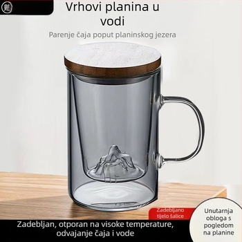 Proziran set čaja od stakla otporne na toplinu, s poklopcem i filtrom, dizajn ravne cijevi, japanski minimalistički stil, za ured i dom