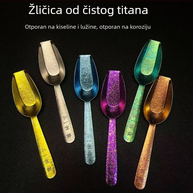 Čista titanova kristalna čajna žličica i žlica za listove čaja – minimalistički alat za kućne čajne setove, posuda za čaj, alat za podjelu i kušanje čaja