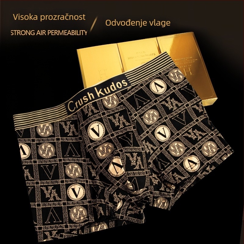 Muške bokserice s printom, antibakterijske, prozračne, srednje visine, magnetski unutarnji panel, velika veličina