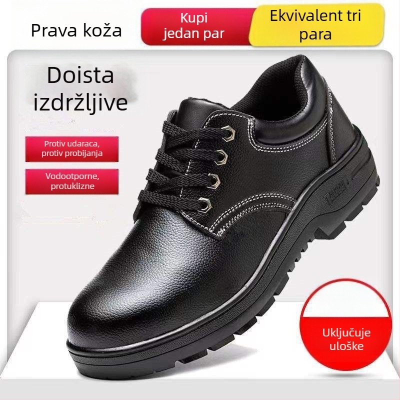Muške zaštitne radne cipele s čeličnom pločom, otporne na udarce i probijanje, vodootporne i prozračne, izdržljiv gumeni potplat za gradilišta i zavarivanje
