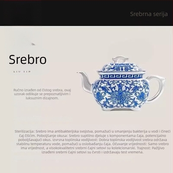 Novi kineskog stila četverokutni srebrni set za pripremu čaja, anti‑kapanje dizajn, poslovni dar, Kung Fu čajni set Majstor