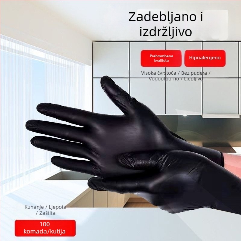 Crne nitril jednokratne rukavice za prehrambenu upotrebu, kuhinja kuhara, kuhanje, pečenje, zaštita od opeklina, catering