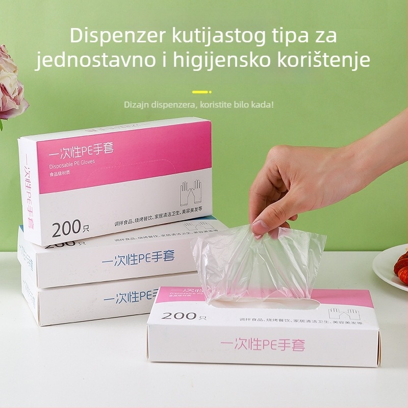 Jednokratne deblje rukavice, kutija 200 komada, PE film, za catering i njegu ruku