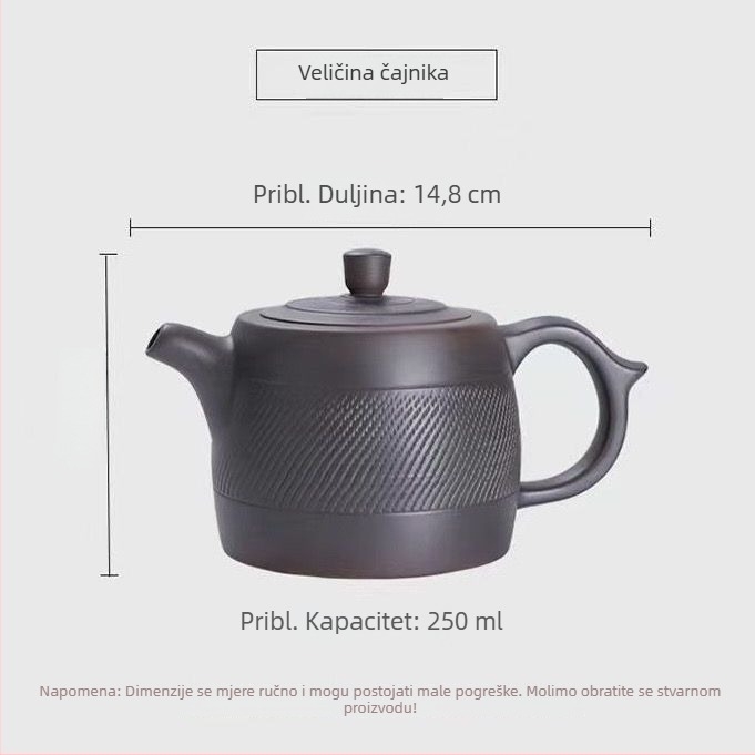 Ručno izrađeni ljubičasti glineni čajnik, velik, za kućnu i uredsku upotrebu, Kung Fu čaj-set