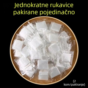 Jednokratne prozirne rukavice od polietilena, u individualnim pakiranjima, debeli za jelo — za homara i dostavu pizze