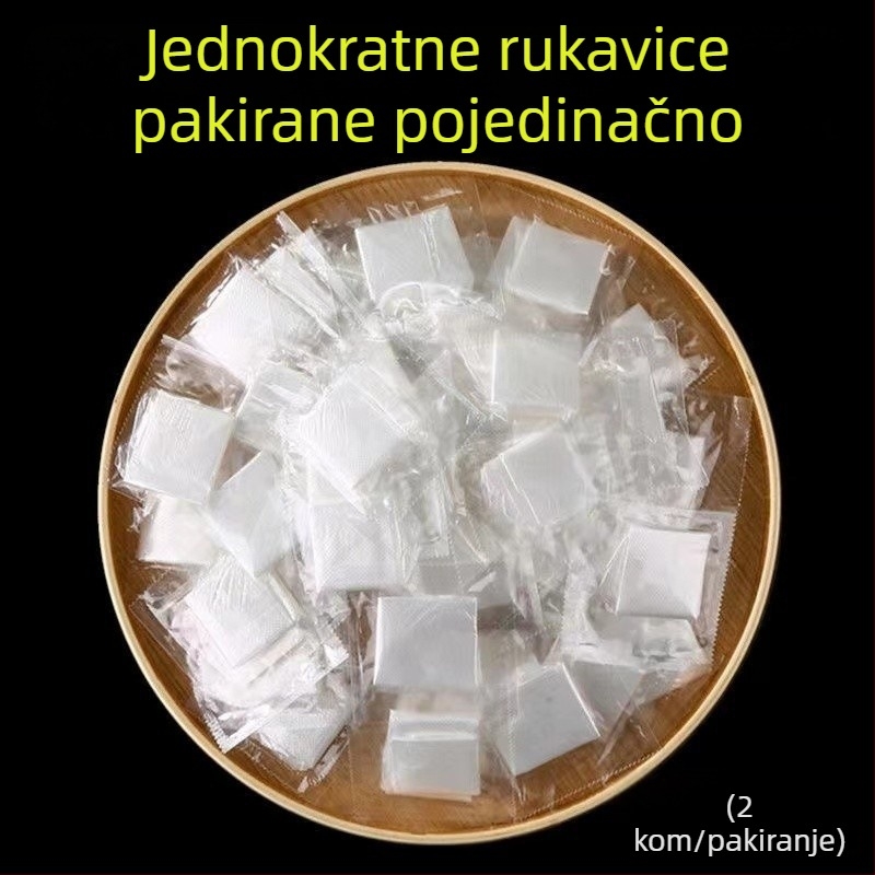 Jednokratne prozirne rukavice od polietilena, u individualnim pakiranjima, debeli za jelo — za homara i dostavu pizze