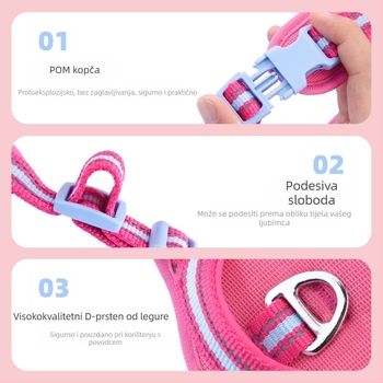 Šetnja psa s odvojnom igračkom, prsni i leđni pojas, za velike, srednje i male pse (corgi, šnaucer) za vanjske šetnje