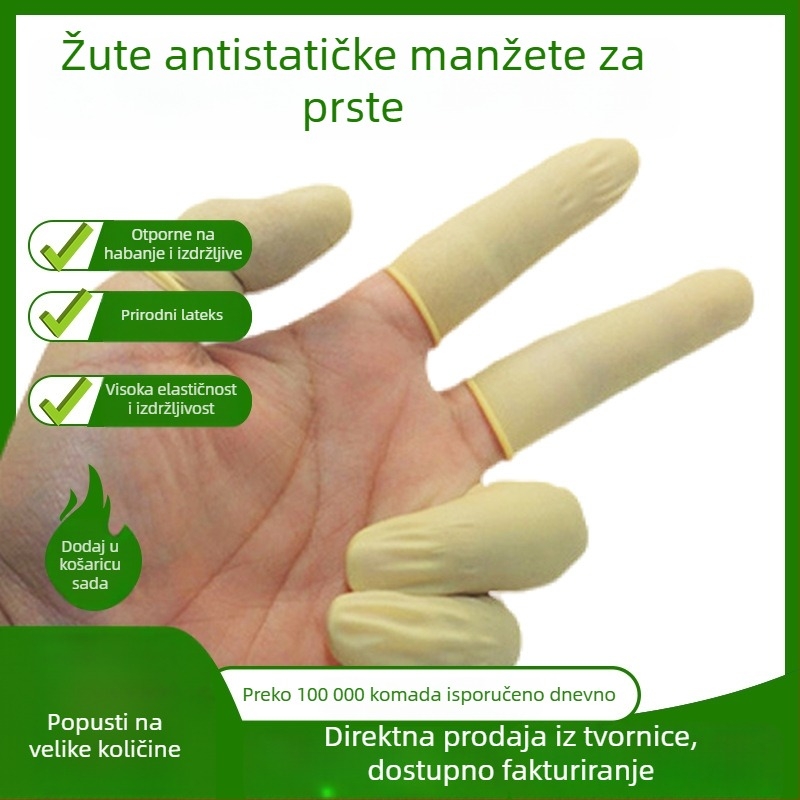 Jednokratne antistaticke navlake za prste, bež, bez prašine, latex, bez halogenih, industrijska guma, otporne na habanje, ojačane