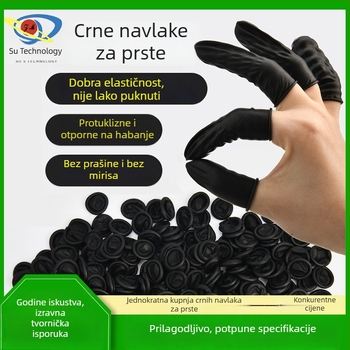 Jednokratne crne antistaticne navlake za prste, bez prašine, prirodni latex, pojačane protuklizne za elektroniku