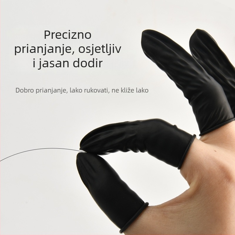 Jednokratne crne antistaticne navlake za prste, bez prašine, prirodni latex, pojačane protuklizne za elektroniku