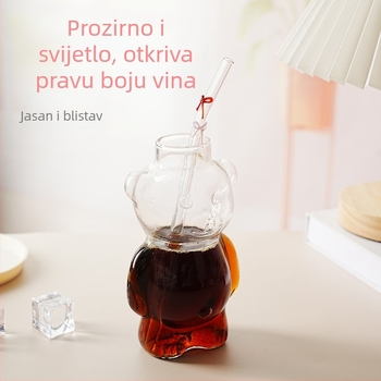 Ručna krištalna čaša s dizajnom slatkog ptića i mede, pogodna za sok i mliječni čaj, prilagodljiv poklon za žene
