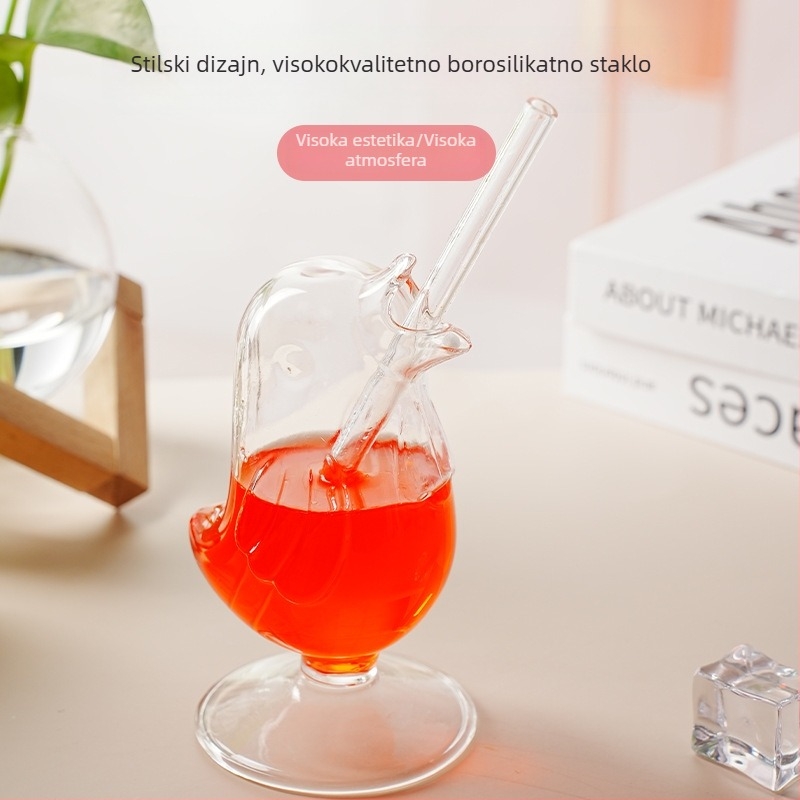 Ručna krištalna čaša s dizajnom slatkog ptića i mede, pogodna za sok i mliječni čaj, prilagodljiv poklon za žene
