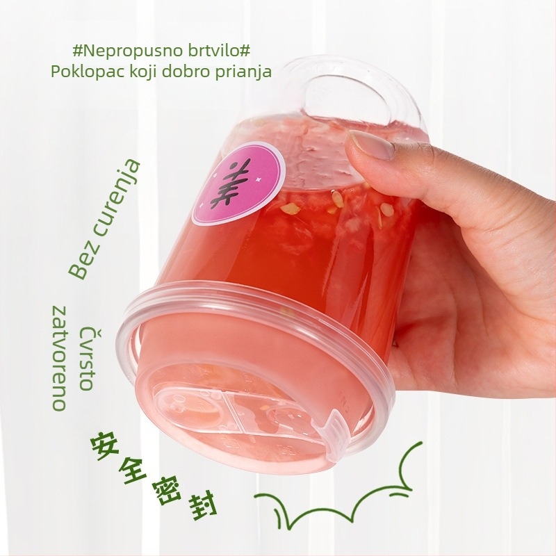 Čaša za mliječni čaj, 480 ml, PET plastična čaša s dekorativnom naljepnicom