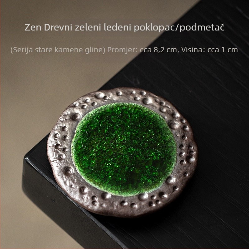 Keramički podmetač za čaj Zen stila s zelenom glazurom i poklopom od leda, dodatak za Kung Fu čaj set