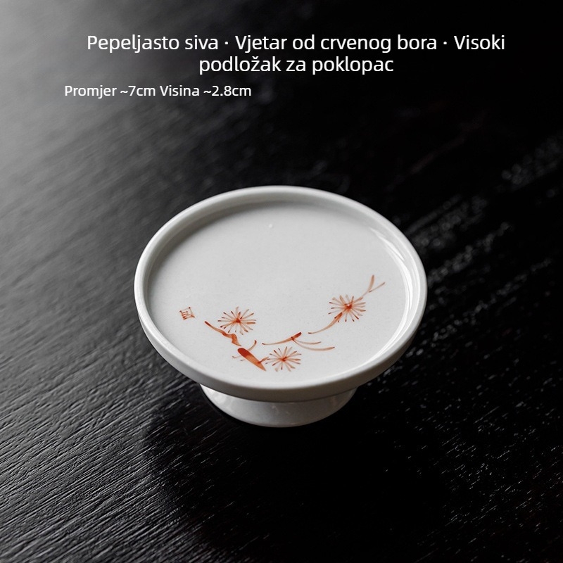 Ručni oslikani keramički držač za čajnik i podložak za šalice s poklopom od crvene borovine, dizajn pepela biljaka, dodatak Kung Fu čajnog seta za kućnu čajnu ceremoniju