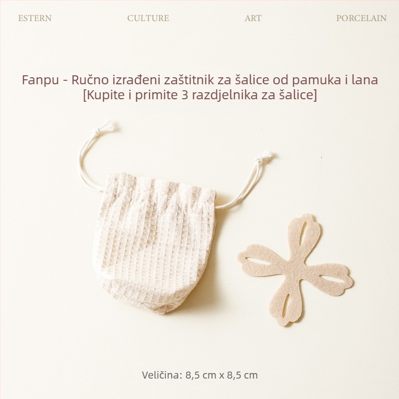 Torba od pamuka i lana sa šnalom za čuvanje čajnih šalice, zaštitna putna čajna torba, otporna na udarce, retro jednobojna