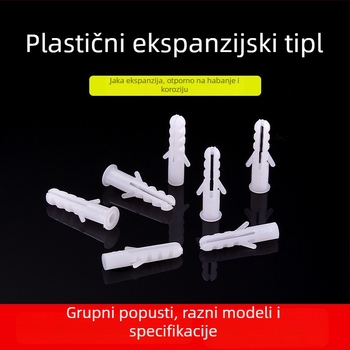 Plastična ekspanzijska cijev M6, promjer 6 mm, PE vijak za proširenje u obliku ribe, ekspanzijski vijak i gumeni čep