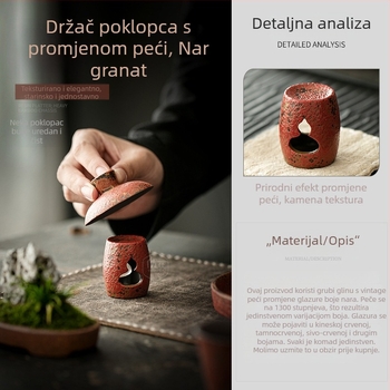 Keramički držač poklopca za čajnik od ljubičaste gline u zen stilu, stalak za poklopac, mali ukras, dodatak za čajnu ceremoniju