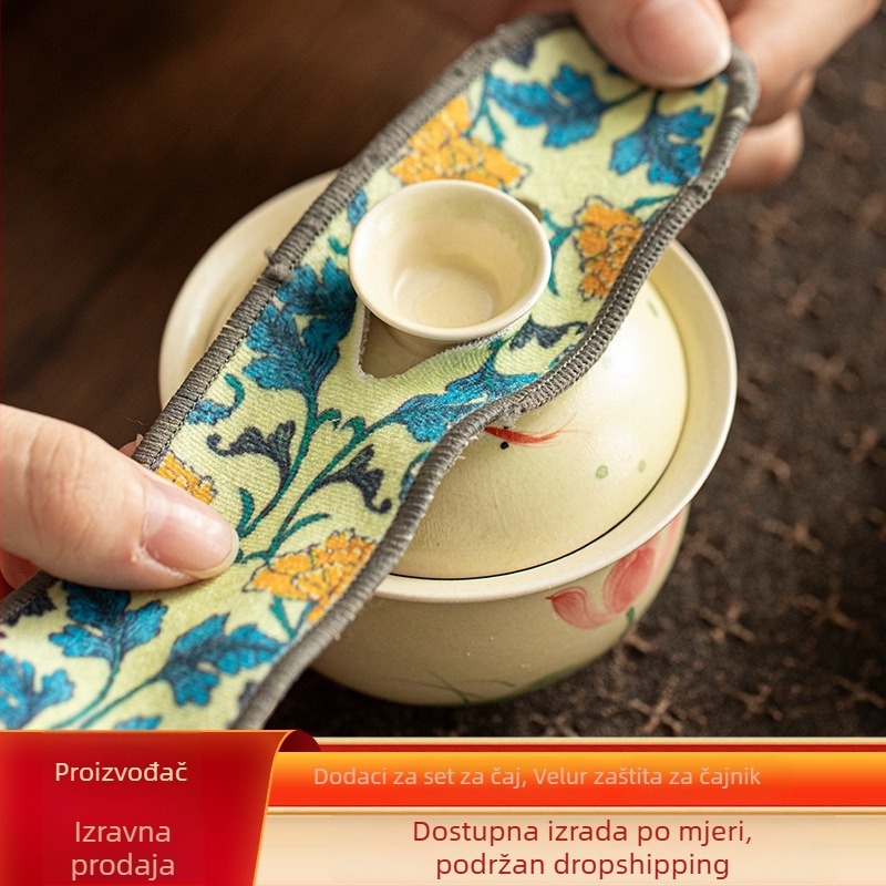 Novi set za čaj u kineskom stilu od filca — zaštitne trake za čajnik, platnene trake za vezivanje, vrećice za gaiwan, zaštitne trake za posudu