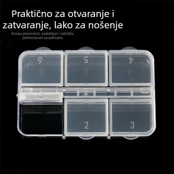 Kutija za manikuru s 6 pretincima, prozirna kutija za pohranu nakita, odvojivi poklopac