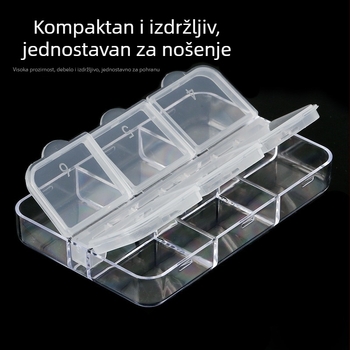 Kutija za manikuru s 6 pretincima, prozirna kutija za pohranu nakita, odvojivi poklopac