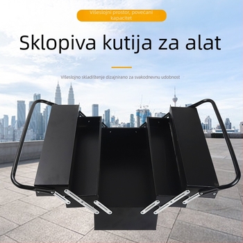 Velika sklopiva kutija za alat od nehrđajućeg čelika, trostruka razina, za kućnu upotrebu, prijenosna kutija za pohranu
