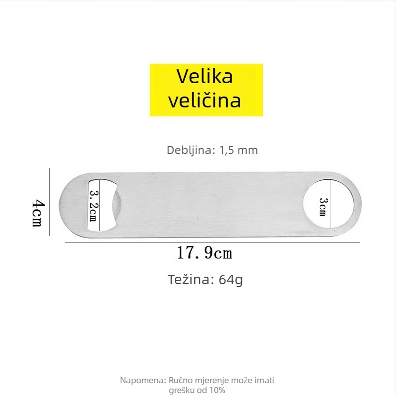 Prenosni otvarač boca od nehrđajućeg čelika za pivo i gazirana pića uz prilagodbu laserskog logotipa