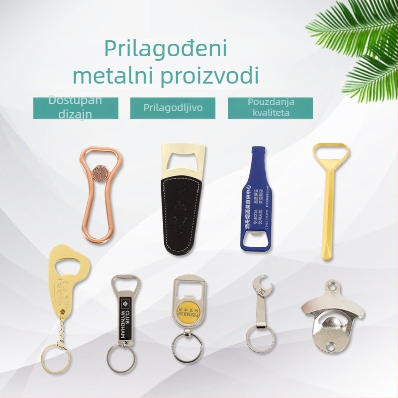Otvarač za boce od cinkovog legura, kuhinjski dodatak, metalni privjesak za ključeve s logotipom