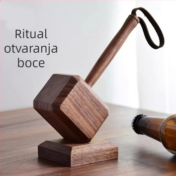 Otvarač za boce čekić Thora — drveni, magnetski, personaliziran poklon za dom, dekorativan predmet