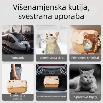 Putna kutija za kućne ljubimce: kutija za mačke i male do srednje pse, prenosivi auto-kavez od PP plastike