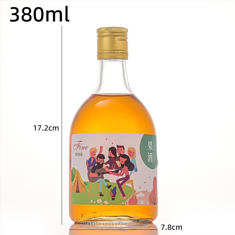 Prozirna staklena boca za voćno vino, boca za sokove, domaće vino s čepom, 500 ml ili 375 ml