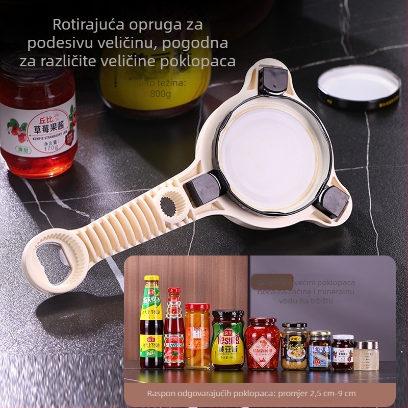 Višestruki ručni otvarač za boce i konzerve sa silikonskom rukohvatom
