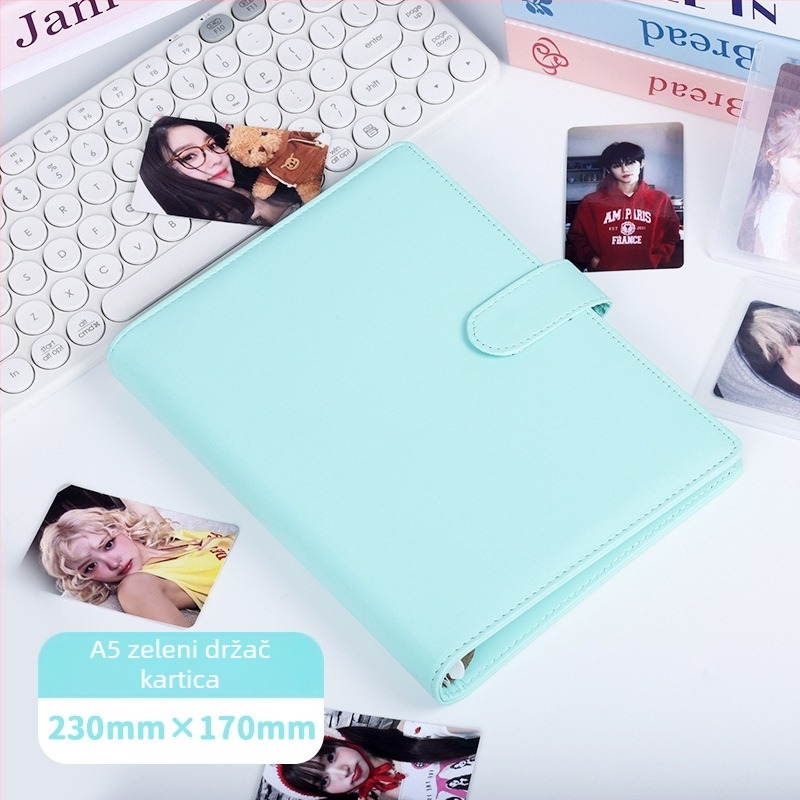 A5 PU kožni kartični album s jednobojnom koricom, 40 unutarnjih stranica, za pohranu kartica navijača