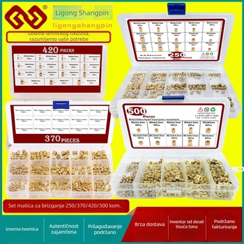 Set bakrenih umetaka s nazubljenom površinom, 250/370/420/500 kom, prethodno ugrađeno