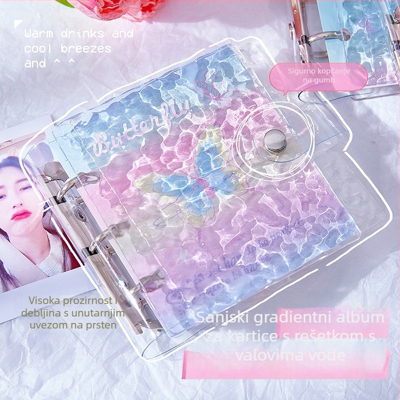Prozirni akrilni album za kartice s gradijentnim dizajnom, luksuzni otvoreni fotoalbum za 3-inčne Polaroid kartice