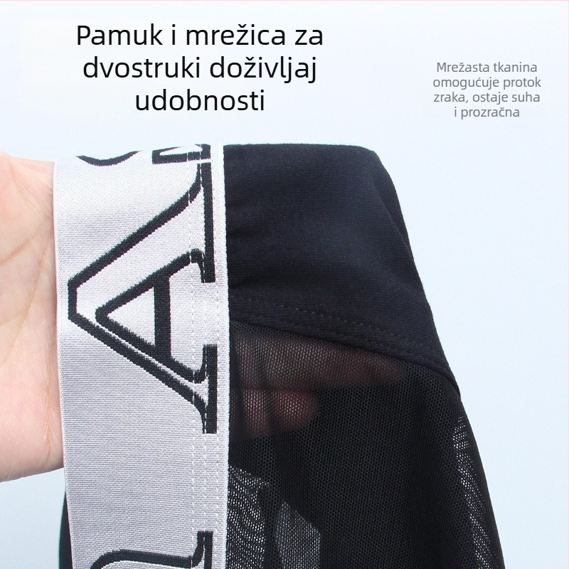 Asianbum Muške bokserice s niskim strukom, prozračna mrežasta pamukova smjesa