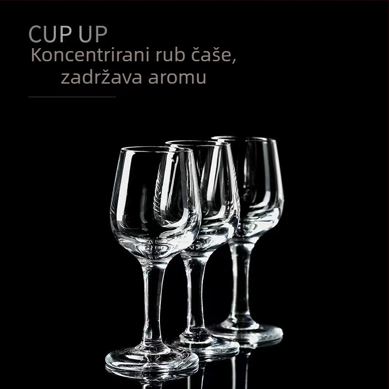 Staklena čašica za degustaciju 50 ml za vino i žestoka pića, minimalistički dizajn s merilnom skalom