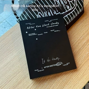 Minimalistički crno-bijeli foto-album s četiri odjeljka za 3-inčne Polaroid fotografije, Instagram stil, spremište.