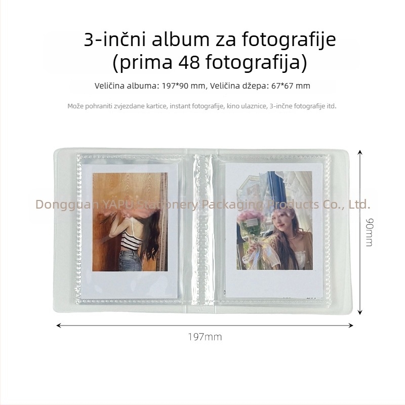 6-inčni foto album za razglednice i 3-inčne Polaroid kartice, matno proziran kartični binder, 48 džepova, 24 unutarnjih stranica