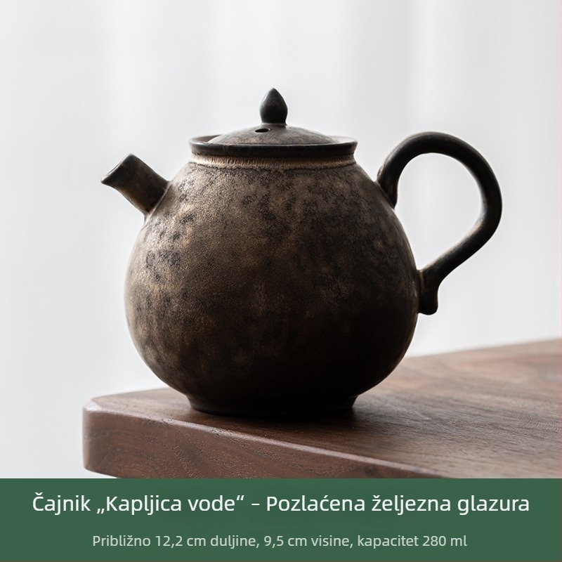 Japanskog stila pozlaćeni keramički čajnik s kapljastim dizajnom i željezom glazurom