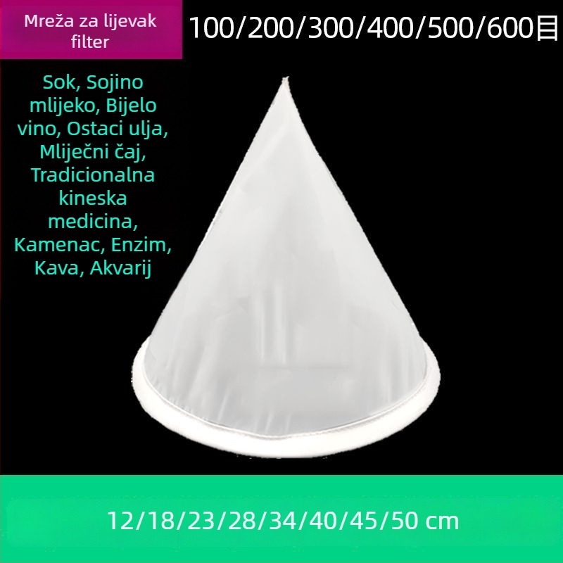 Filter za lijevak, mreža 40-600, ultra-fina, gusta mreža za odvajanje taloga, pogodna za kinesku medicinu, sokove, sojino mlijeko i grožđano vino