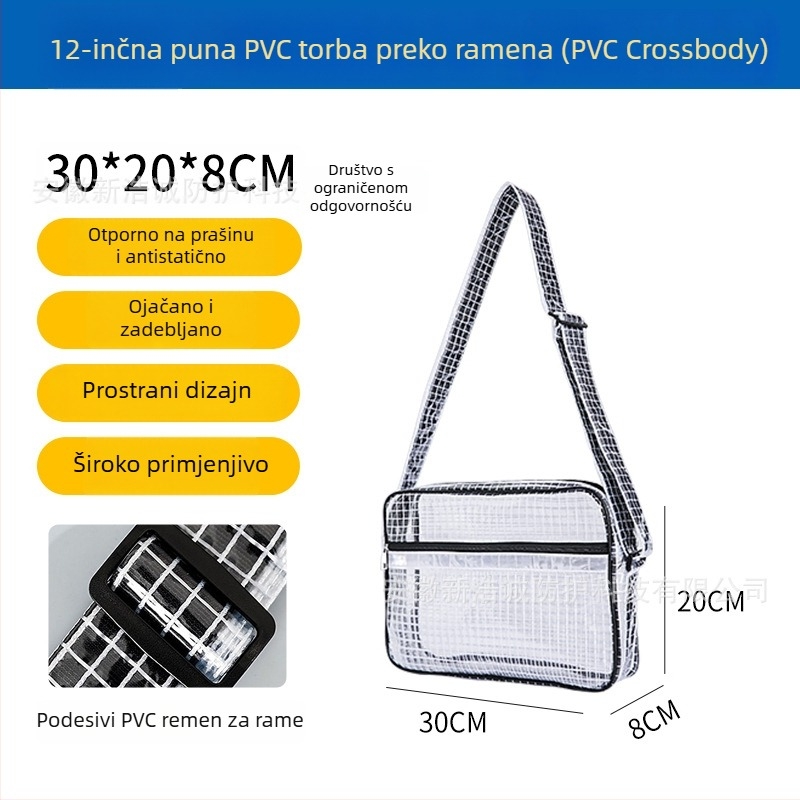 Antistatični PVC mrežni ruksak, 17-inčni prozorno-crni, za čistu prostoriju, lagan i s velikim kapacitetom