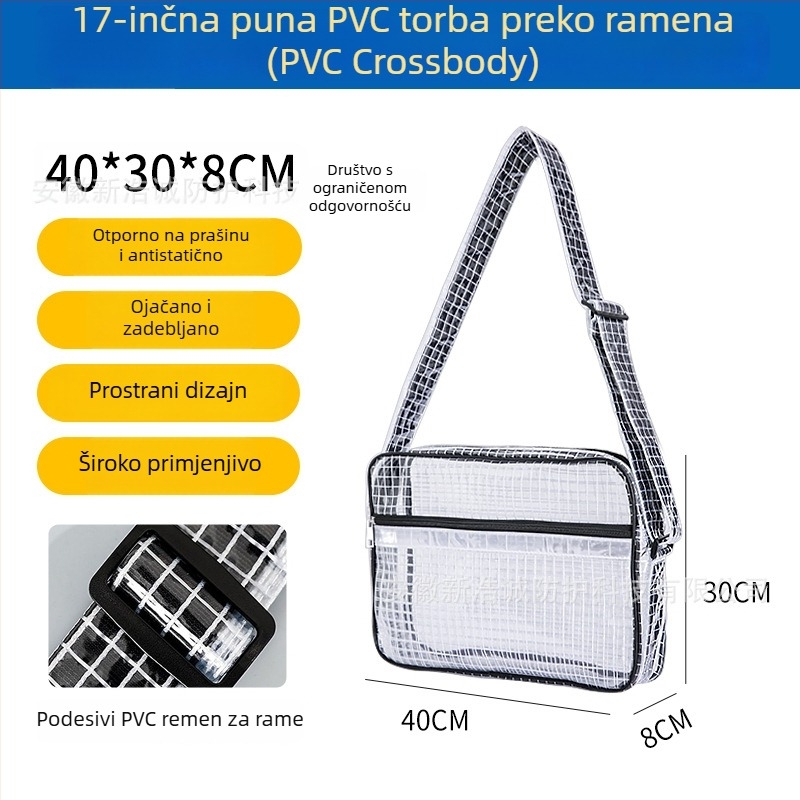 Antistatični PVC mrežni ruksak, 17-inčni prozorno-crni, za čistu prostoriju, lagan i s velikim kapacitetom