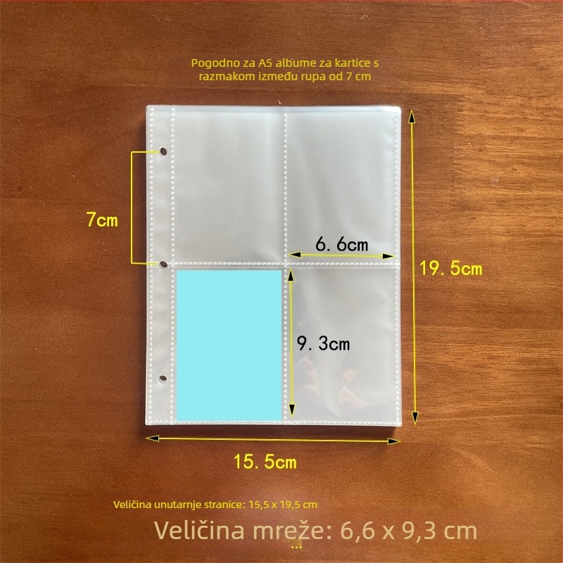 A5 fotoalbum s 3 rupama, transparentne stranice s četiri ćelije, dvostrani Polaroid album, umetak za pohranu kartica od 3 inča