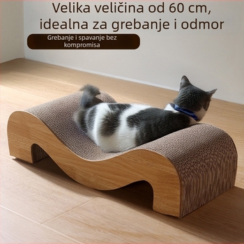 Velika grebalica za mačke od valovitog kartona sa integriranim ležajem, izdržljiva i ne otpušta vlakna