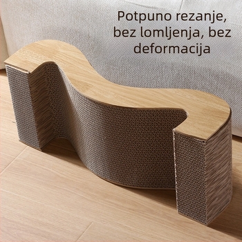 Velika grebalica za mačke od valovitog kartona sa integriranim ležajem, izdržljiva i ne otpušta vlakna