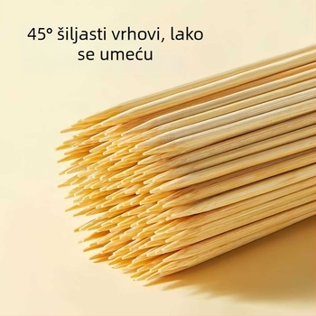 Jednokratni bambus štapići za roštilj, Oden, karamelizirano voće, kobasice i marshmallows