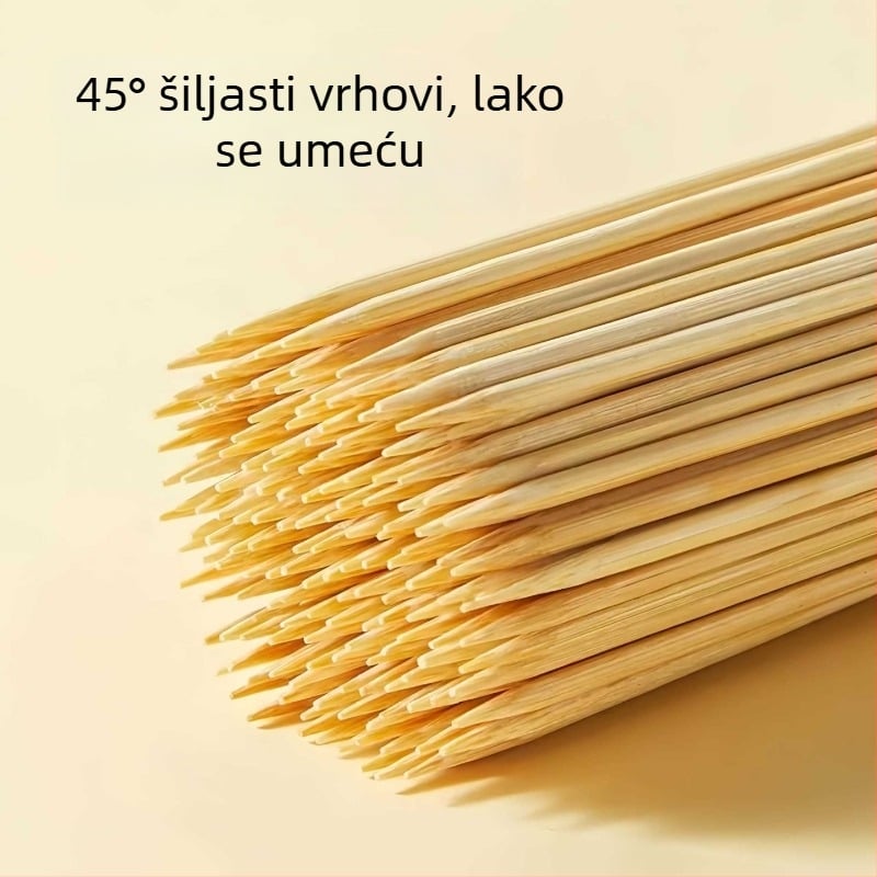 Jednokratni bambus štapići za roštilj, Oden, karamelizirano voće, kobasice i marshmallows