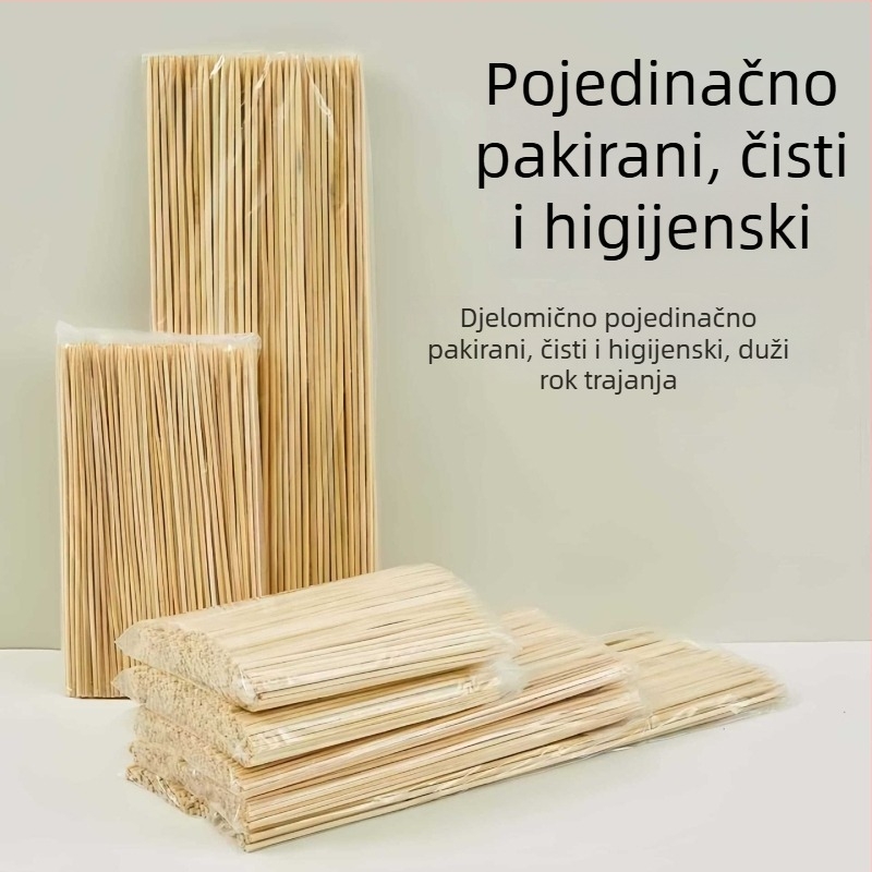 Jednokratni bambus štapići za roštilj, Oden, karamelizirano voće, kobasice i marshmallows